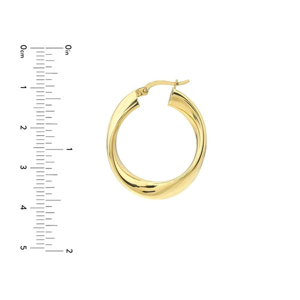 20mm Round Waved Polished Hoops