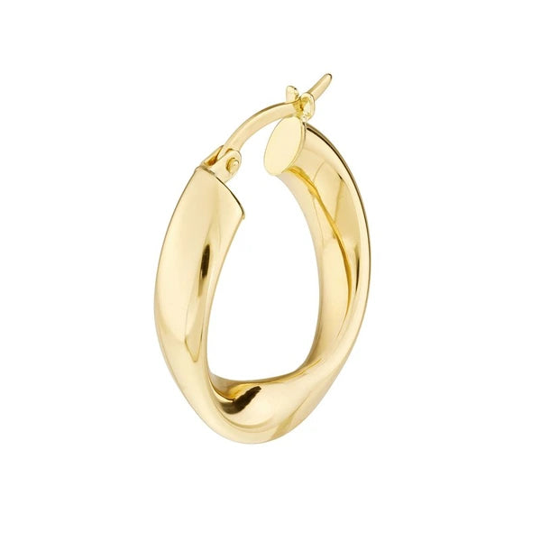 15mm Round Waved Polished Hoops