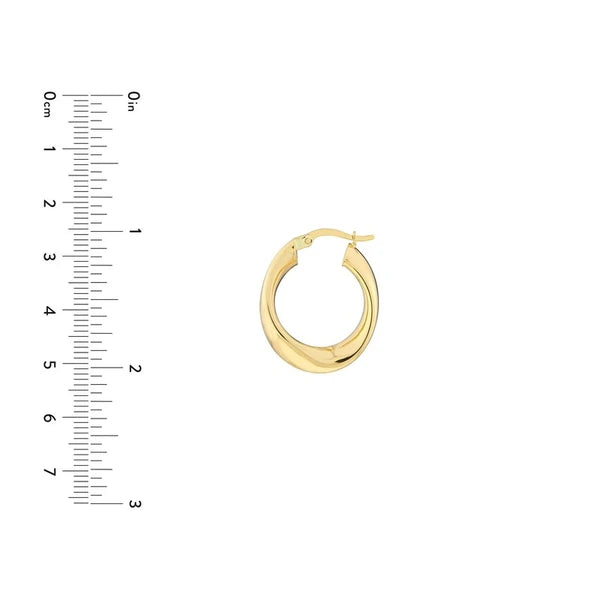 15mm Round Waved Polished Hoops
