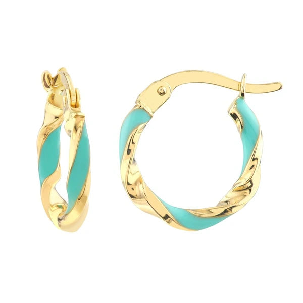 Medium Turquoise EN/Amel Round Twist Hoops