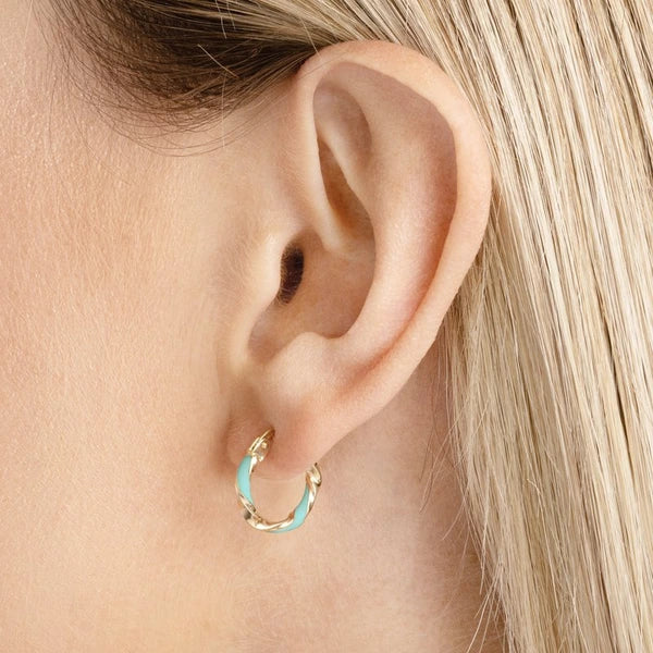 Medium Turquoise EN/Amel Round Twist Hoops