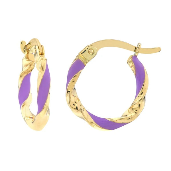 Medium Lilac EN/Amel Round Twist Hoops