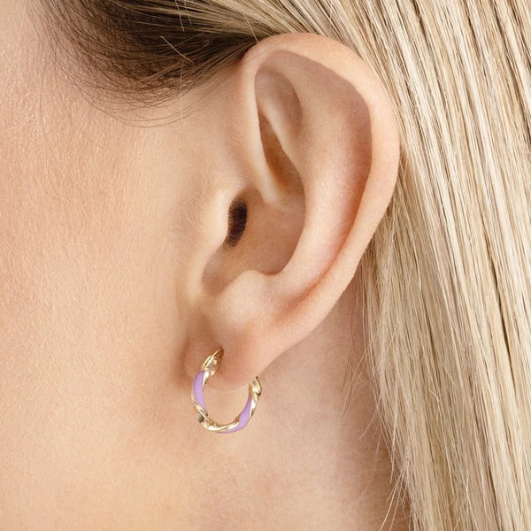 Medium Lilac EN/Amel Round Twist Hoops
