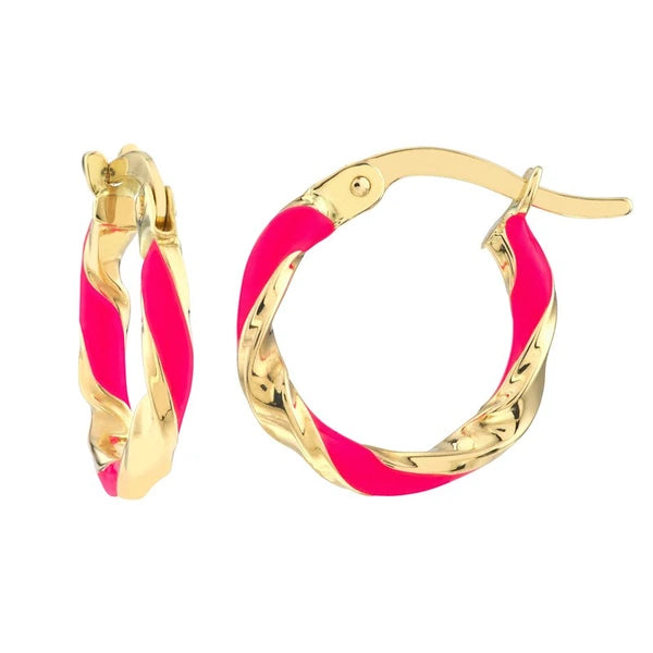 Medium Neon Pink EN/Amel Round Twist Hoops