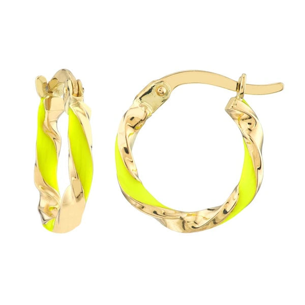 Medium Neon Yellow EN/Amel Round Twist Hoops