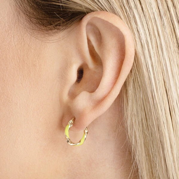 Medium Neon Yellow EN/Amel Round Twist Hoops
