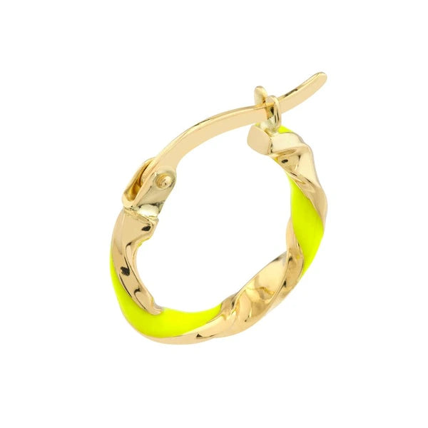 Medium Neon Yellow EN/Amel Round Twist Hoops