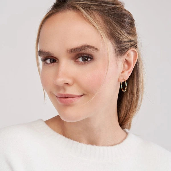 Large Turquoise EN/Amel Round Twist Hoops