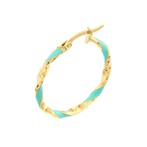 Large Turquoise EN/Amel Round Twist Hoops