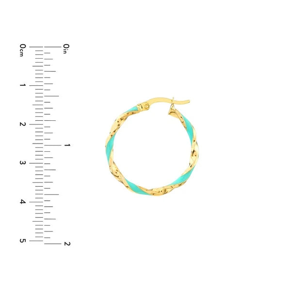Large Turquoise EN/Amel Round Twist Hoops