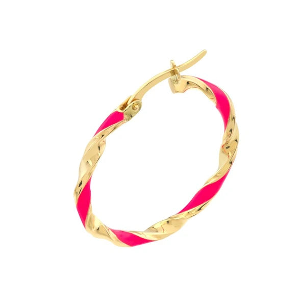 Large Neon Pink EN/Amel Round Twist Hoops