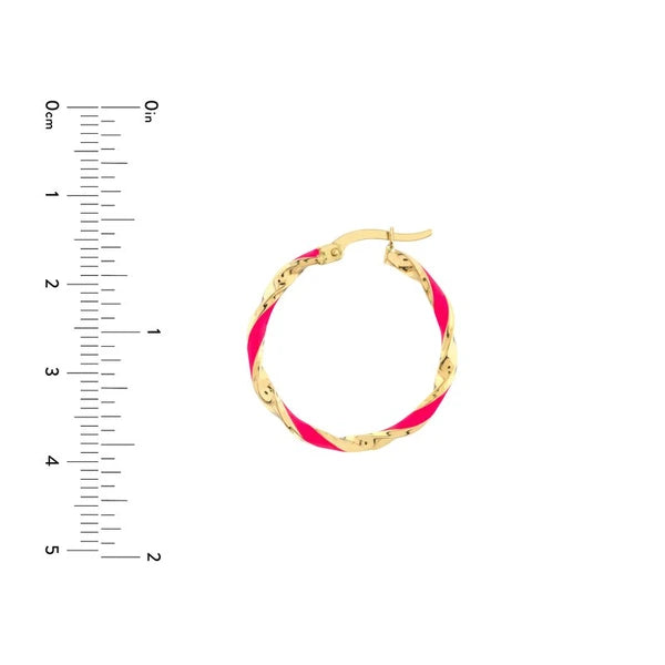 Large Neon Pink EN/Amel Round Twist Hoops