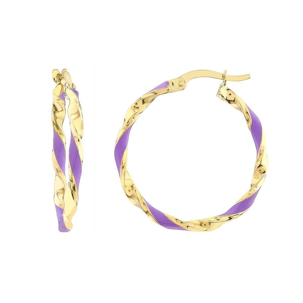 Large Lilac EN/Amel Round Twist Hoops