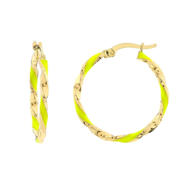 Large Neon Yellow EN/Amel Round Twist Hoops