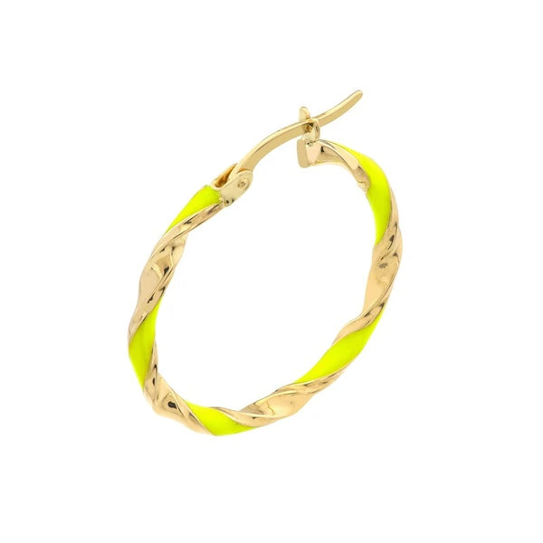 Large Neon Yellow EN/Amel Round Twist Hoops