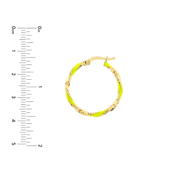 Large Neon Yellow EN/Amel Round Twist Hoops
