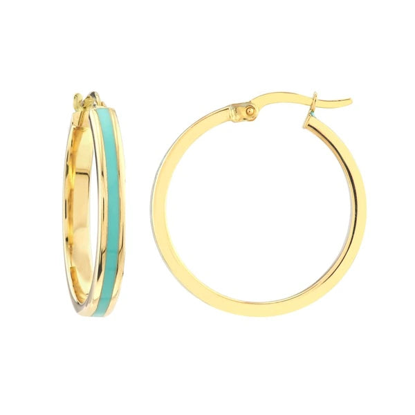 Large Turquoise EN/Amel Round Hoops