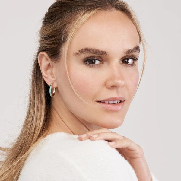 Large Turquoise EN/Amel Round Hoops