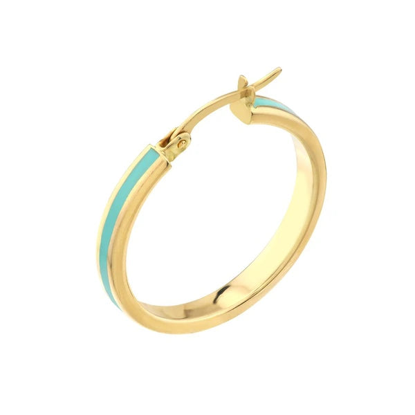 Large Turquoise EN/Amel Round Hoops