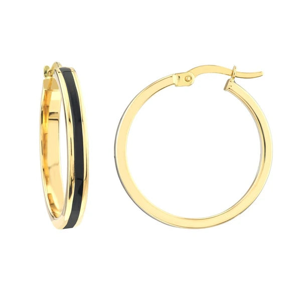Large Black EN/Amel Round Hoops