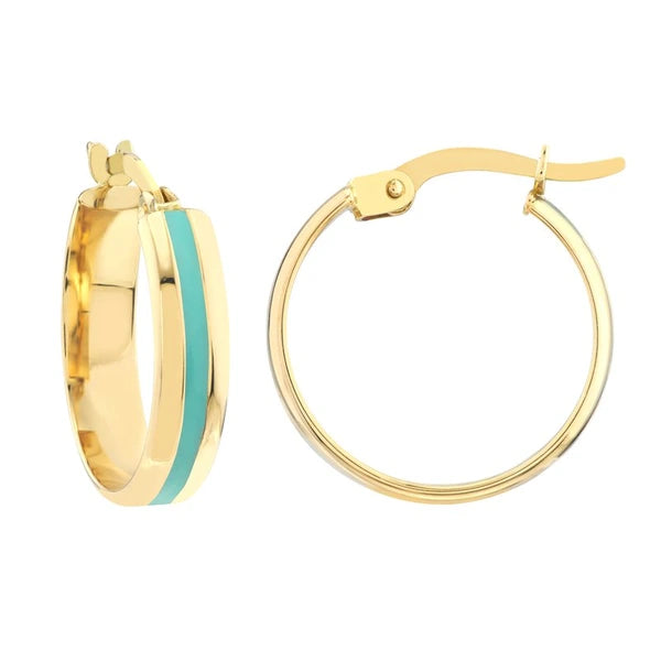 Medium Turquoise EN/Amel Round Hoops