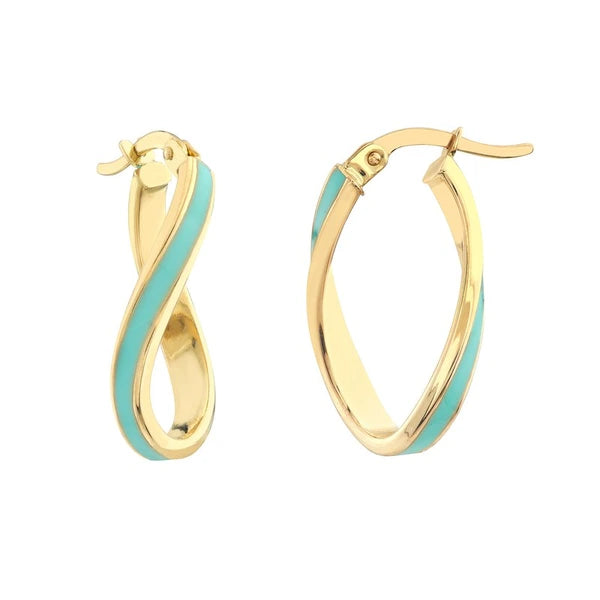 Turquoise EN/Amel Oval Twist Hoops