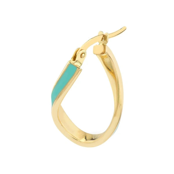 Turquoise EN/Amel Oval Twist Hoops
