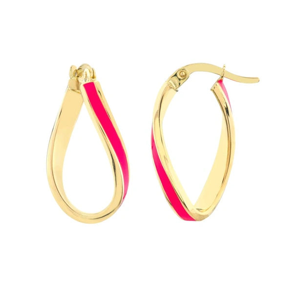 Neon Pink EN/Amel Oval Twist Hoops