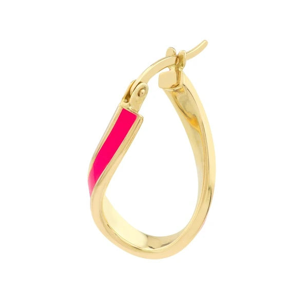 Neon Pink EN/Amel Oval Twist Hoops
