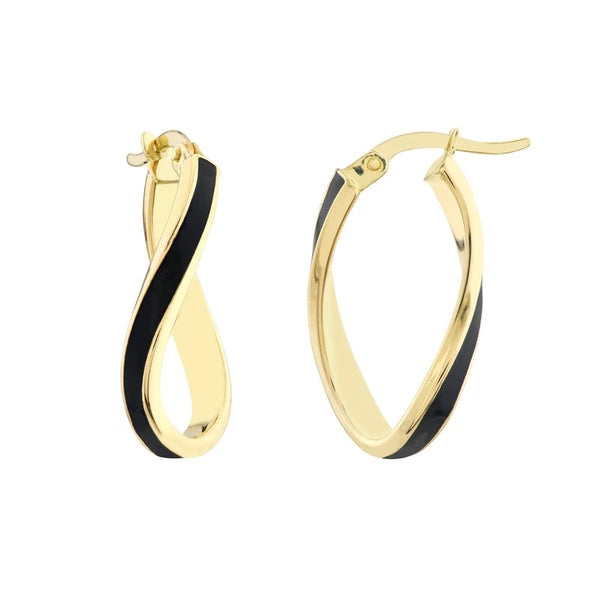 Black EN/Amel Oval Twist Hoops