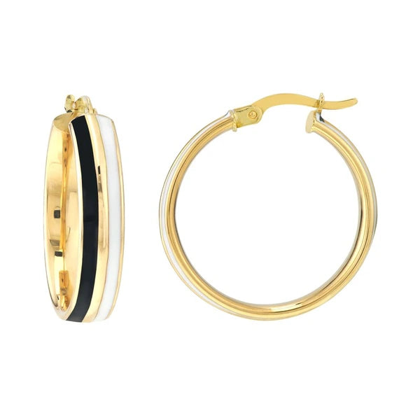 Black/White EN/Amel Round Hoops