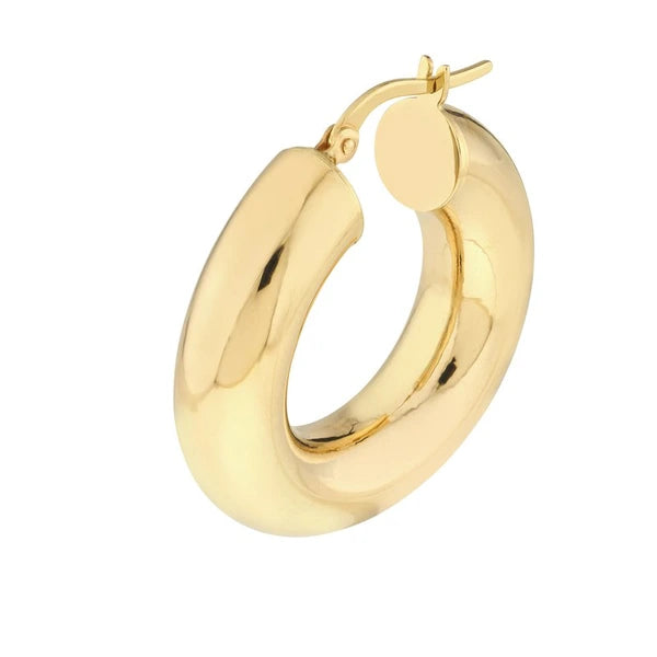 15mm Round High Polished Hoop Earrings