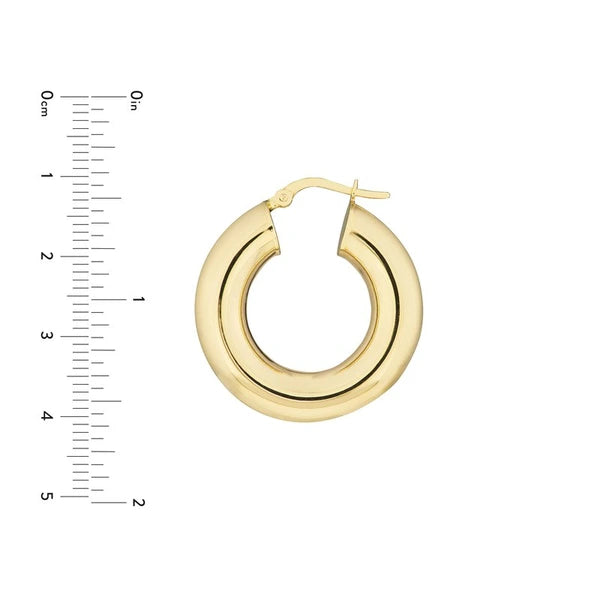 15mm Round High Polished Hoop Earrings