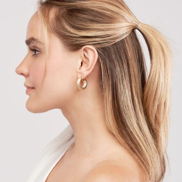 Round Textured D/C Hoop Earrings