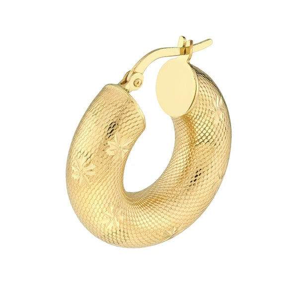 Round Textured D/C Hoop Earrings