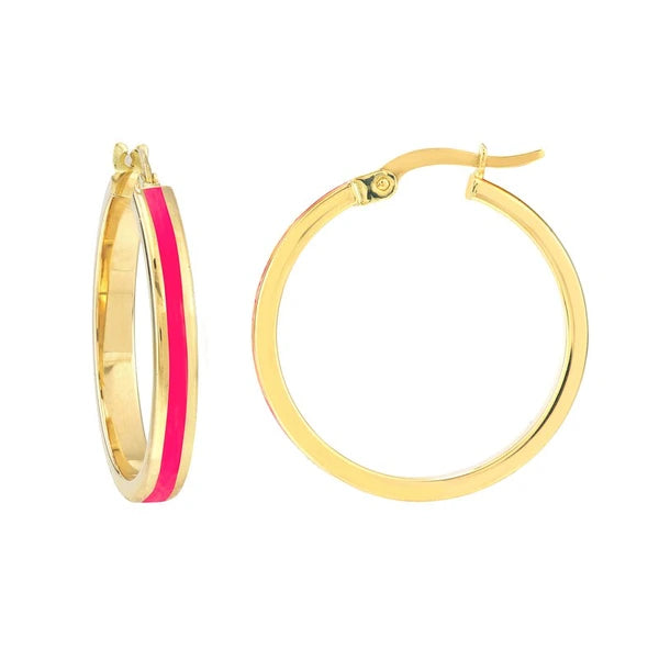 Large Neon Pink EN/Amel Round Hoops
