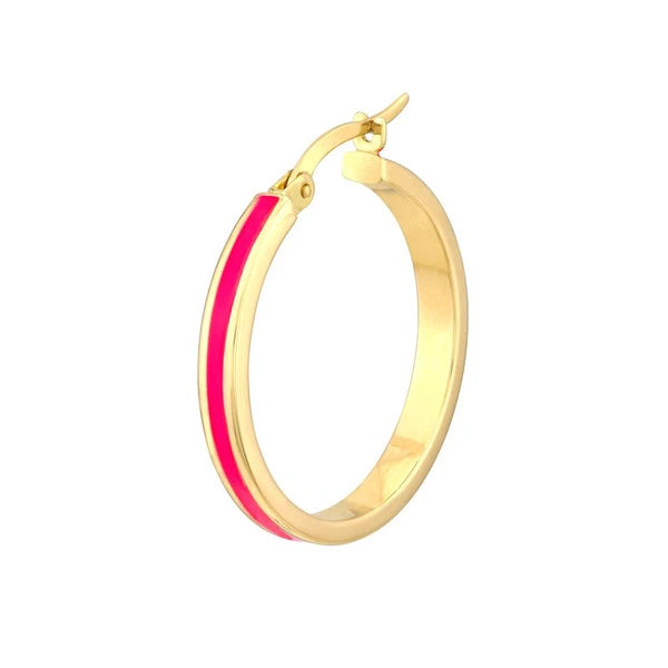 Large Neon Pink EN/Amel Round Hoops