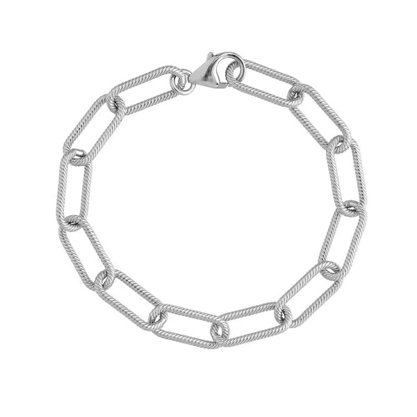 8.9mm Textured Paper Clip Bracelet