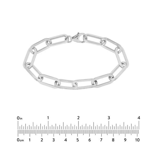 9mm Square Long Link Paper Clip Bracelet