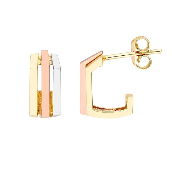 Tri Color Geometric Hoop Earrings