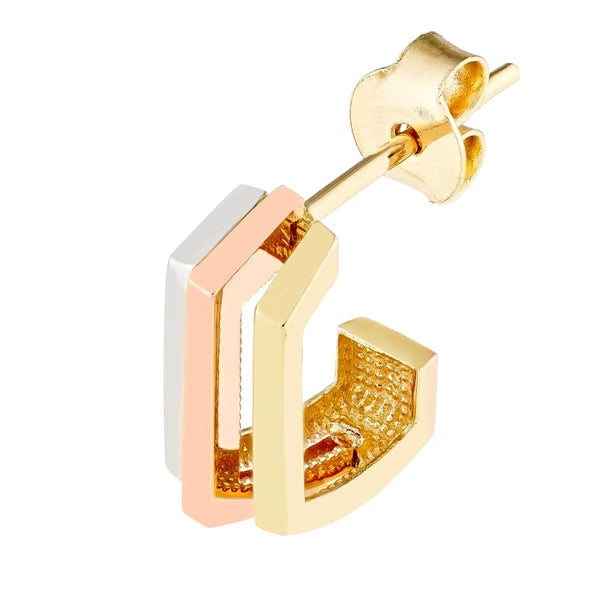 Tri Color Geometric Hoop Earrings
