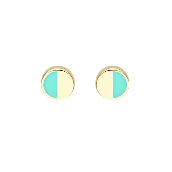50/50 Turquoise High Polished Stud Earrings