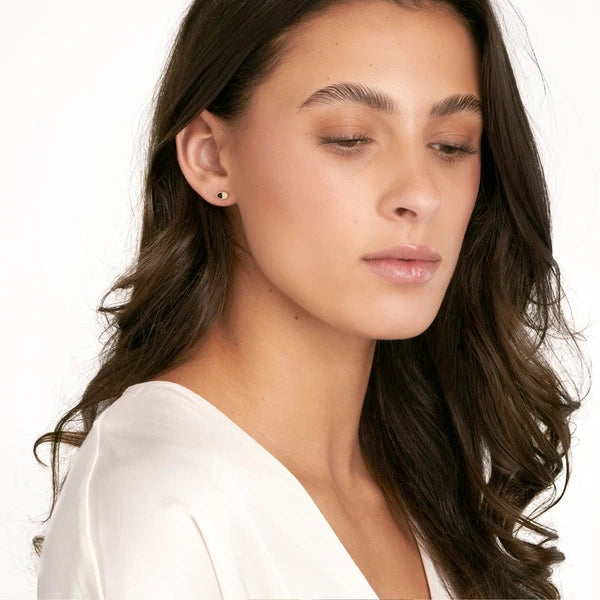 50/50 Black/High Polished Oval Stud Earrings
