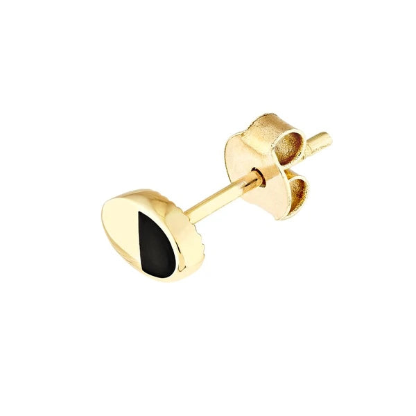 50/50 Black/High Polished Oval Stud Earrings