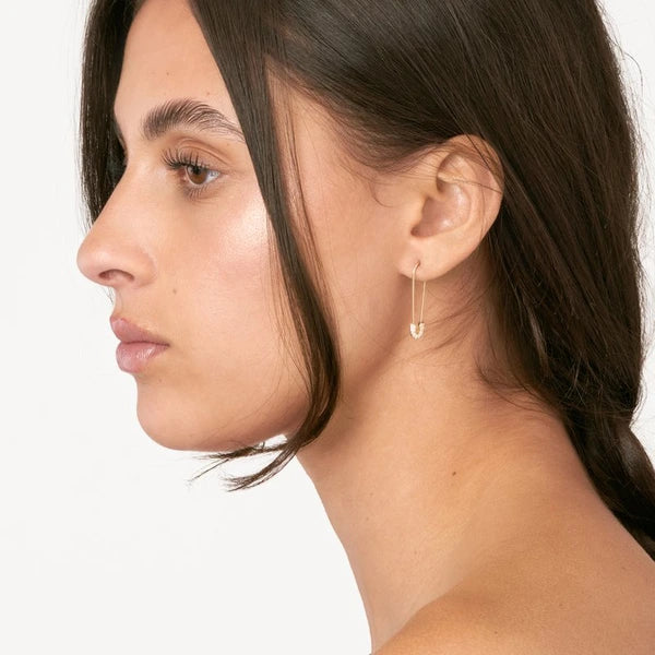 Diamond Safety Pin Threader Earrings