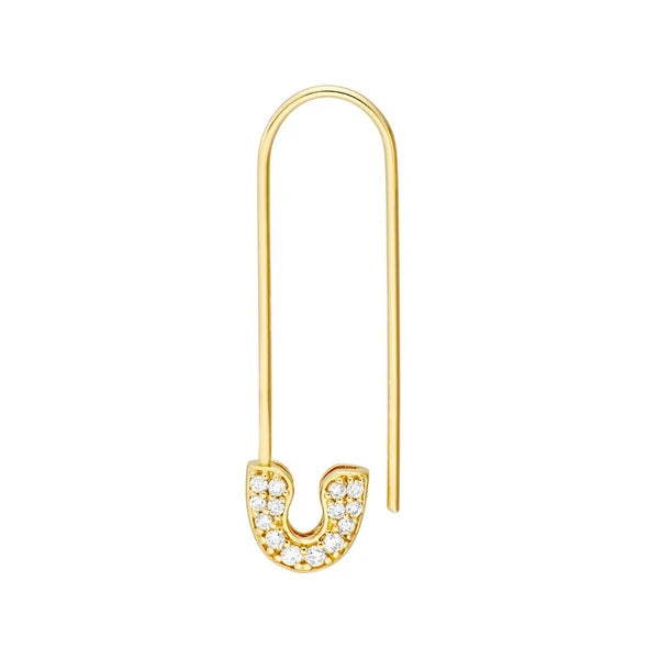 Diamond Safety Pin Threader Earrings