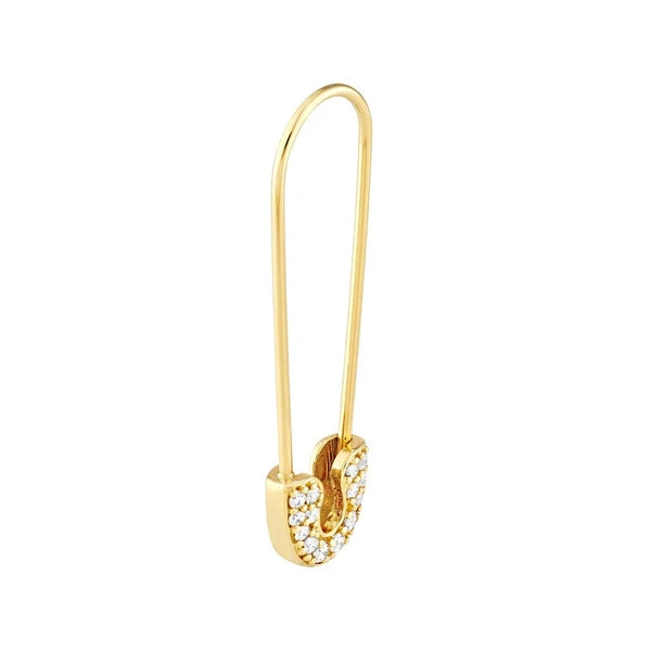 Diamond Safety Pin Threader Earrings
