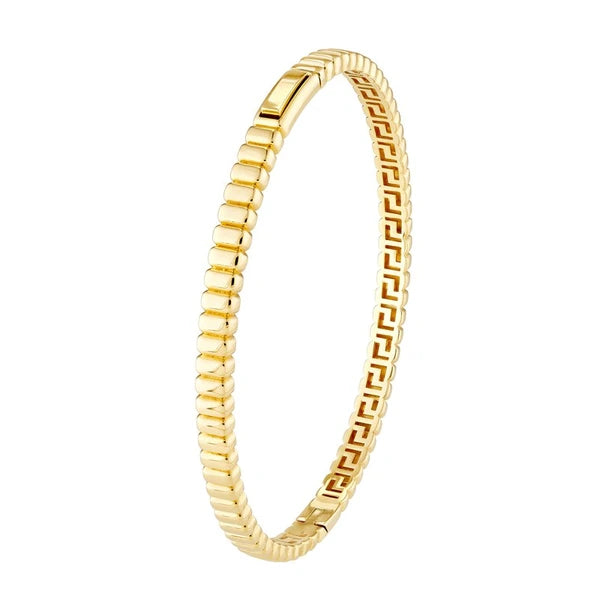 Ribbed Hinge Bangle Bracelet