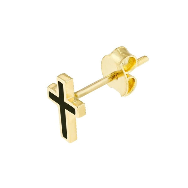 Black EN/Amel Cross Stud Earrings