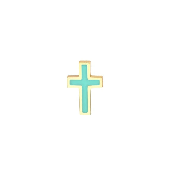 Lt.Turquoise EN/Amel Cross Stud Earrings